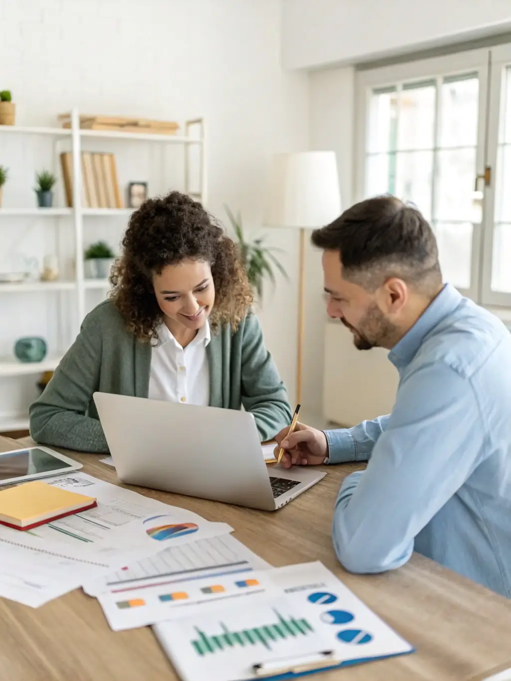 A person working with a housing counselor to find affordable housing options and develop a plan to secure stable housing.